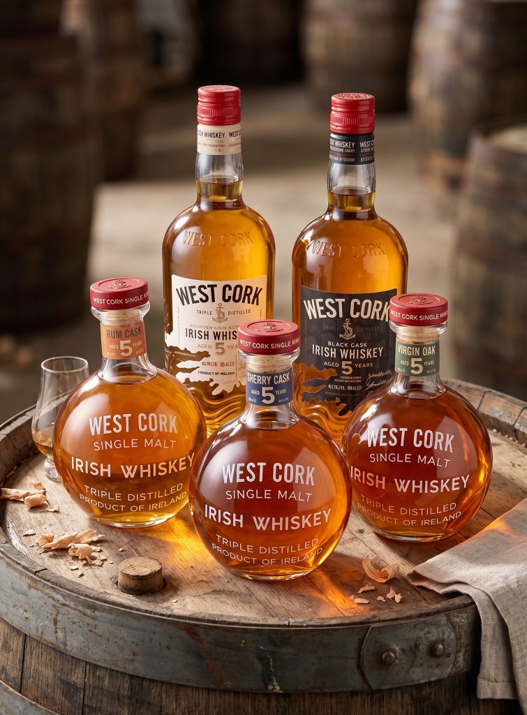 The full West Cork whiskey range